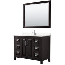 Load image into Gallery viewer, Wyndham Daria 48 Inch Single Bathroom Vanity in Dark Espresso, Light-Vein Carrara Cultured Marble Countertop, Undermount Square Sink, 46 Inch Mirror- Wyndham