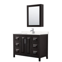 Load image into Gallery viewer, Wyndham Daria 48 Inch Single Bathroom Vanity in Dark Espresso, Light-Vein Carrara Cultured Marble Countertop, Undermount Square Sink, Medicine Cabinet- Wyndham