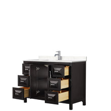 Load image into Gallery viewer, Wyndham Daria 48 Inch Single Bathroom Vanity in Dark Espresso, Light-Vein Carrara Cultured Marble Countertop, Undermount Square Sink, No Mirror- Wyndham