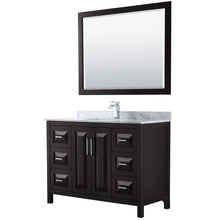 Load image into Gallery viewer, Wyndham Daria 48 Inch Single Bathroom Vanity in Dark Espresso, White Carrara Marble Countertop, Undermount Square Sink, and 46 Inch Mirror- Wyndham