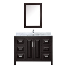 Load image into Gallery viewer, Wyndham Daria 48 Inch Single Bathroom Vanity in Dark Espresso, White Carrara Marble Countertop, Undermount Square Sink, and Medicine Cabinet- Wyndham