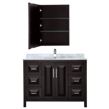 Load image into Gallery viewer, Wyndham Daria 48 Inch Single Bathroom Vanity in Dark Espresso, White Carrara Marble Countertop, Undermount Square Sink, and Medicine Cabinet- Wyndham