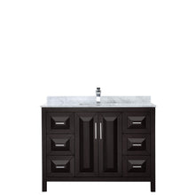 Load image into Gallery viewer, Wyndham Daria 48 Inch Single Bathroom Vanity in Dark Espresso, White Carrara Marble Countertop, Undermount Square Sink, and No Mirror- Wyndham