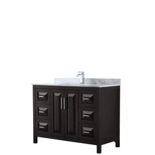 Load image into Gallery viewer, Wyndham Daria 48 Inch Single Bathroom Vanity in Dark Espresso, White Carrara Marble Countertop, Undermount Square Sink, and No Mirror- Wyndham