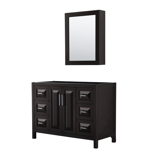 Wyndham Daria 48 Inch Single Bathroom Vanity in Dark Espresso, No Countertop, No Sink, and Medicine Cabinet- Wyndham