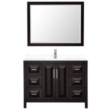 Load image into Gallery viewer, Wyndham Daria 48 Inch Single Bathroom Vanity in Dark Espresso, White Cultured Marble Countertop, Undermount Square Sink, 46 Inch Mirror- Wyndham