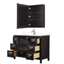 Load image into Gallery viewer, Wyndham Daria 48 Inch Single Bathroom Vanity in Dark Espresso, White Cultured Marble Countertop, Undermount Square Sink, Medicine Cabinet- Wyndham