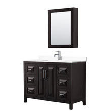 Load image into Gallery viewer, Wyndham Daria 48 Inch Single Bathroom Vanity in Dark Espresso, White Cultured Marble Countertop, Undermount Square Sink, Medicine Cabinet- Wyndham