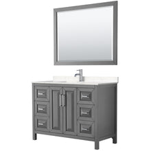 Load image into Gallery viewer, Wyndham Daria 48 Inch Single Bathroom Vanity in Dark Gray, Light-Vein Carrara Cultured Marble Countertop, Undermount Square Sink, 46 Inch Mirror- Wyndham