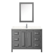 Load image into Gallery viewer, Wyndham Daria 48 Inch Single Bathroom Vanity in Dark Gray, Light-Vein Carrara Cultured Marble Countertop, Undermount Square Sink, Medicine Cabinet- Wyndham