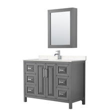 Load image into Gallery viewer, Wyndham Daria 48 Inch Single Bathroom Vanity in Dark Gray, Light-Vein Carrara Cultured Marble Countertop, Undermount Square Sink, Medicine Cabinet- Wyndham