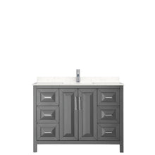 Load image into Gallery viewer, Wyndham Daria 48 Inch Single Bathroom Vanity in Dark Gray, Light-Vein Carrara Cultured Marble Countertop, Undermount Square Sink, No Mirror- Wyndham