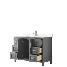 Load image into Gallery viewer, Wyndham Daria 48 Inch Single Bathroom Vanity in Dark Gray, Light-Vein Carrara Cultured Marble Countertop, Undermount Square Sink, No Mirror- Wyndham