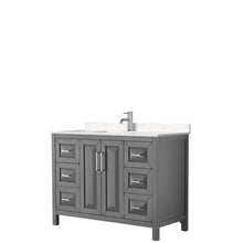Load image into Gallery viewer, Wyndham Daria 48 Inch Single Bathroom Vanity in Dark Gray, Light-Vein Carrara Cultured Marble Countertop, Undermount Square Sink, No Mirror- Wyndham