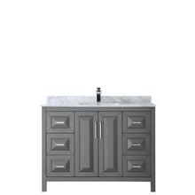Load image into Gallery viewer, Wyndham Daria 48 Inch Single Bathroom Vanity in Dark Gray, White Carrara Marble Countertop, Undermount Square Sink, and No Mirror- Wyndham