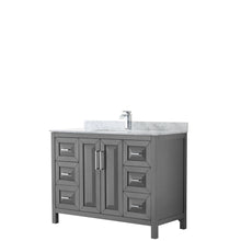 Load image into Gallery viewer, Wyndham Daria 48 Inch Single Bathroom Vanity in Dark Gray, White Carrara Marble Countertop, Undermount Square Sink, and No Mirror- Wyndham