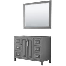 Load image into Gallery viewer, Wyndham Daria 48 Inch Single Bathroom Vanity in Dark Gray, No Countertop, No Sink, and 46 Inch Mirror- Wyndham