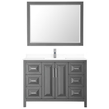 Load image into Gallery viewer, Wyndham Daria 48 Inch Single Bathroom Vanity in Dark Gray, White Cultured Marble Countertop, Undermount Square Sink, 46 Inch Mirror- Wyndham