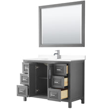 Load image into Gallery viewer, Wyndham Daria 48 Inch Single Bathroom Vanity in Dark Gray, White Cultured Marble Countertop, Undermount Square Sink, 46 Inch Mirror- Wyndham