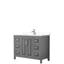 Load image into Gallery viewer, Wyndham Daria 48 Inch Single Bathroom Vanity in Dark Gray, White Cultured Marble Countertop, Undermount Square Sink, No Mirror- Wyndham
