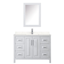 Load image into Gallery viewer, Wyndham Daria 48 Inch Single Bathroom Vanity in White, Light-Vein Carrara Cultured Marble Countertop, Undermount Square Sink, Medicine Cabinet- Wyndham
