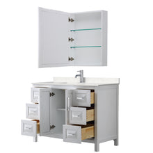 Load image into Gallery viewer, Wyndham Daria 48 Inch Single Bathroom Vanity in White, Light-Vein Carrara Cultured Marble Countertop, Undermount Square Sink, Medicine Cabinet- Wyndham