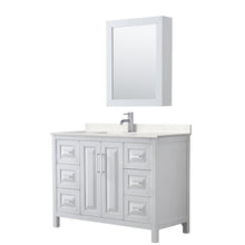 Load image into Gallery viewer, Wyndham Daria 48 Inch Single Bathroom Vanity in White, Light-Vein Carrara Cultured Marble Countertop, Undermount Square Sink, Medicine Cabinet- Wyndham