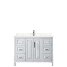 Load image into Gallery viewer, Wyndham Daria 48 Inch Single Bathroom Vanity in White, Light-Vein Carrara Cultured Marble Countertop, Undermount Square Sink, No Mirror- Wyndham