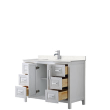 Load image into Gallery viewer, Wyndham Daria 48 Inch Single Bathroom Vanity in White, Light-Vein Carrara Cultured Marble Countertop, Undermount Square Sink, No Mirror- Wyndham