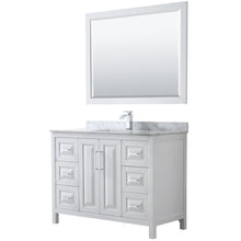 Load image into Gallery viewer, Wyndham Daria 48 Inch Single Bathroom Vanity in White, White Carrara Marble Countertop, Undermount Square Sink, and 46 Inch Mirror- Wyndham