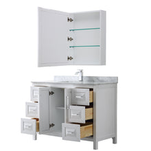 Load image into Gallery viewer, Wyndham Daria 48 Inch Single Bathroom Vanity in White, White Carrara Marble Countertop, Undermount Square Sink, and Medicine Cabinet- Wyndham