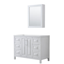Load image into Gallery viewer, Wyndham Daria 48 Inch Single Bathroom Vanity in White, No Countertop, No Sink, and Medicine Cabinet- Wyndham
