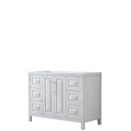 Wyndham Daria 48 Inch Single Bathroom Vanity in White, No Countertop, No Sink, and No Mirror- Wyndham