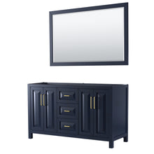 Load image into Gallery viewer, Wyndham Daria 60 Inch Double Bathroom Vanity in Dark Blue, No Countertop, No Sink, 58 Inch Mirror- Wyndham