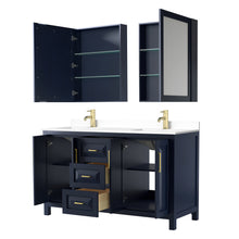 Load image into Gallery viewer, Wyndham Daria 60 Inch Double Bathroom Vanity in Dark Blue, White Cultured Marble Countertop, Undermount Square Sinks, Medicine Cabinets- Wyndham