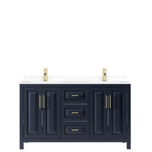 Load image into Gallery viewer, Wyndham Daria 60 Inch Double Bathroom Vanity in Dark Blue, White Cultured Marble Countertop, Undermount Square Sinks, No Mirror- Wyndham