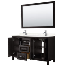 Load image into Gallery viewer, Wyndham Daria 60 Inch Double Bathroom Vanity in Dark Espresso, Light-Vein Carrara Cultured Marble Countertop, Undermount Square Sinks, 58 Inch Mirror- Wyndham