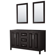 Load image into Gallery viewer, Wyndham Daria 60 Inch Double Bathroom Vanity in Dark Espresso, No Countertop, No Sink, and 24 Inch Mirrors- Wyndham