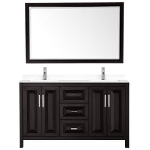 Load image into Gallery viewer, Wyndham Daria 60 Inch Double Bathroom Vanity in Dark Espresso, White Cultured Marble Countertop, Undermount Square Sinks, 58 Inch Mirror- Wyndham