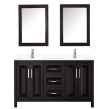 Load image into Gallery viewer, Wyndham Daria 60 Inch Double Bathroom Vanity in Dark Espresso, White Cultured Marble Countertop, Undermount Square Sinks, Medicine Cabinets- Wyndham
