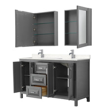 Load image into Gallery viewer, Wyndham Daria 60 Inch Double Bathroom Vanity in Dark Gray, Light-Vein Carrara Cultured Marble Countertop, Undermount Square Sinks, Medicine Cabinets- Wyndham
