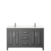 Load image into Gallery viewer, Wyndham Daria 60 Inch Double Bathroom Vanity in Dark Gray, Light-Vein Carrara Cultured Marble Countertop, Undermount Square Sinks, No Mirror- Wyndham