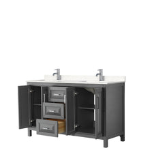 Load image into Gallery viewer, Wyndham Daria 60 Inch Double Bathroom Vanity in Dark Gray, Light-Vein Carrara Cultured Marble Countertop, Undermount Square Sinks, No Mirror- Wyndham