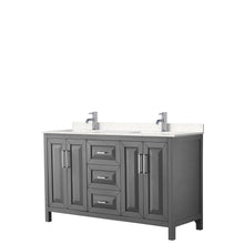 Load image into Gallery viewer, Wyndham Daria 60 Inch Double Bathroom Vanity in Dark Gray, Light-Vein Carrara Cultured Marble Countertop, Undermount Square Sinks, No Mirror- Wyndham