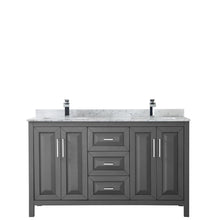 Load image into Gallery viewer, Wyndham Daria 60 Inch Double Bathroom Vanity in Dark Gray, White Carrara Marble Countertop, Undermount Square Sinks, and No Mirror- Wyndham