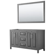 Load image into Gallery viewer, Wyndham Daria 60 Inch Double Bathroom Vanity in Dark Gray, No Countertop, No Sink, and 58 Inch Mirror- Wyndham