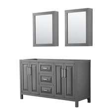 Load image into Gallery viewer, Wyndham Daria 60 Inch Double Bathroom Vanity in Dark Gray, No Countertop, No Sink, and Medicine Cabinets- Wyndham