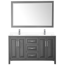 Load image into Gallery viewer, Wyndham Daria 60 Inch Double Bathroom Vanity in Dark Gray, White Cultured Marble Countertop, Undermount Square Sinks, 58 Inch Mirror- Wyndham