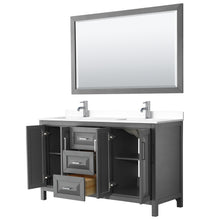 Load image into Gallery viewer, Wyndham Daria 60 Inch Double Bathroom Vanity in Dark Gray, White Cultured Marble Countertop, Undermount Square Sinks, 58 Inch Mirror- Wyndham