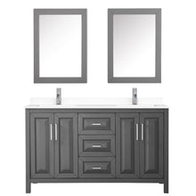 Load image into Gallery viewer, Wyndham Daria 60 Inch Double Bathroom Vanity in Dark Gray, White Cultured Marble Countertop, Undermount Square Sinks, Medicine Cabinets- Wyndham